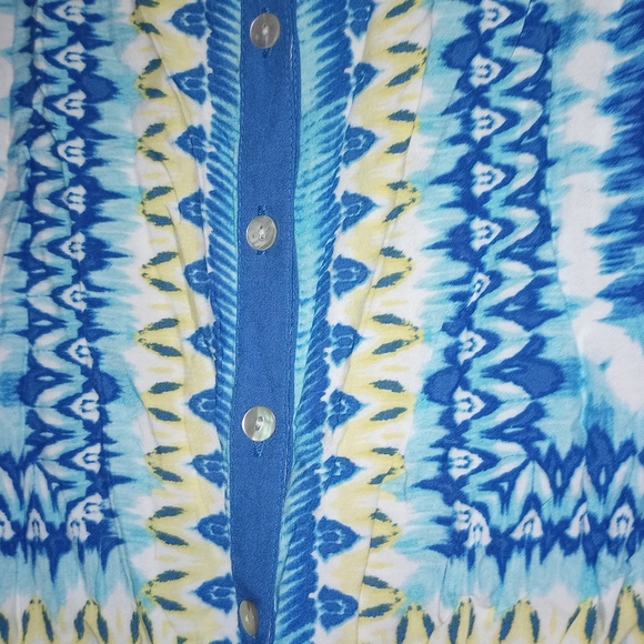 Ruby Rd. Blue and Yellow Patterned Blouse - Picture 7 of 7